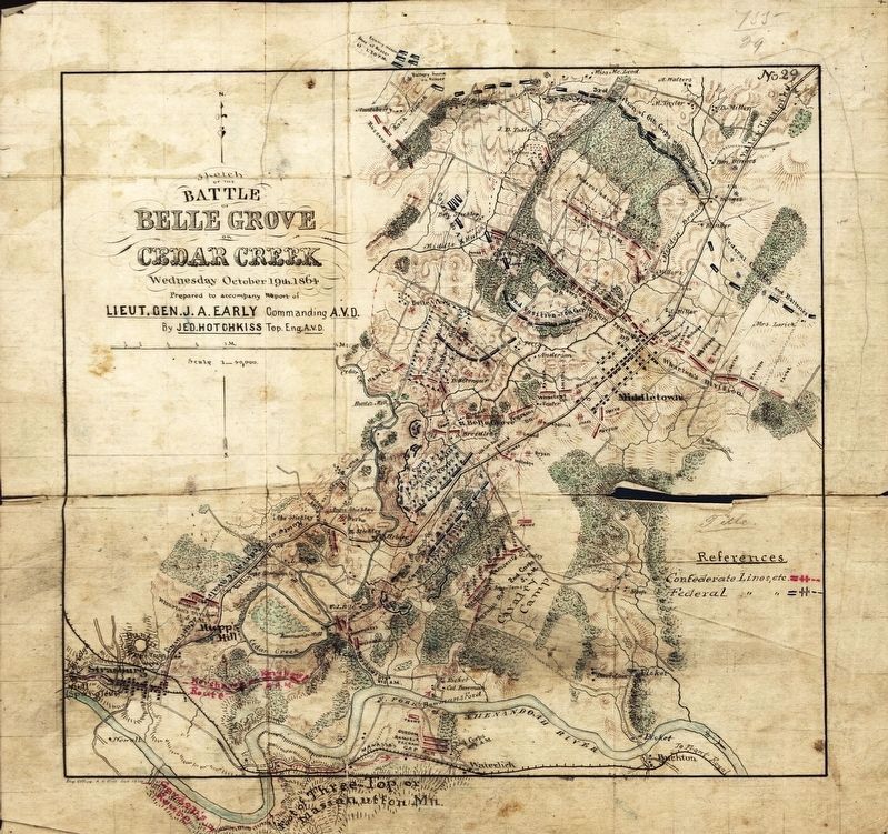 Sketch of the Battle of Belle Grove or Cedar Creek image. Click for full size.