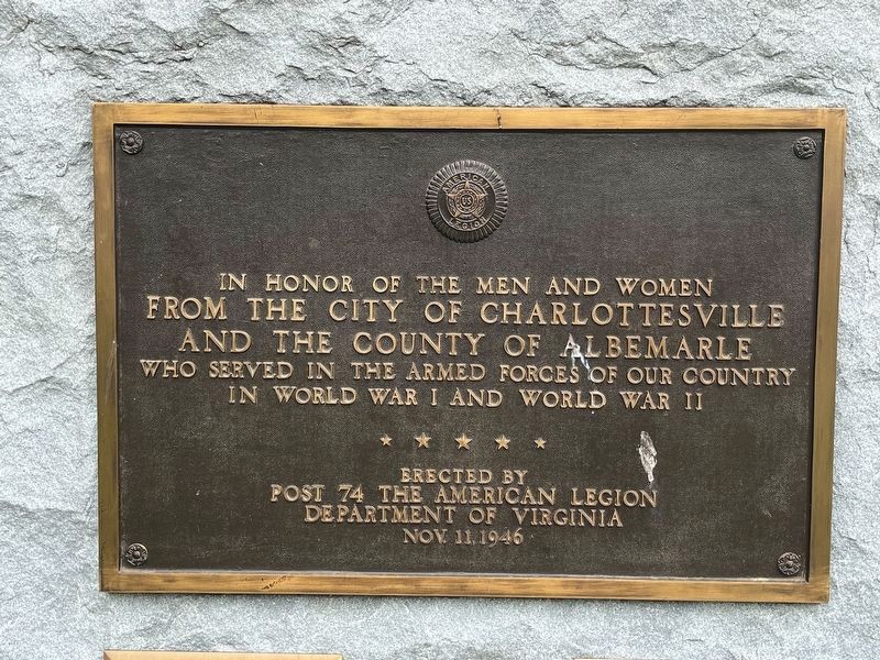 World Wars I & II plaque image. Click for full size.