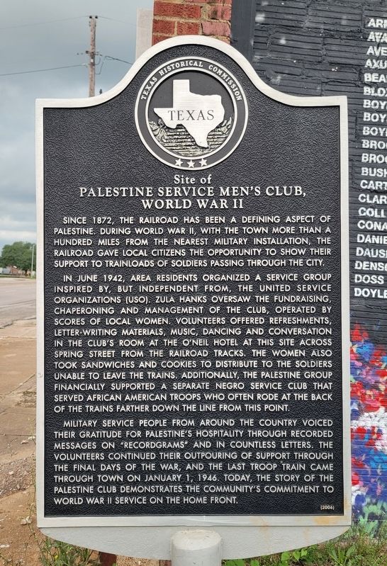 Site of Palestine Service Men's Club, World War II Marker image. Click for full size.