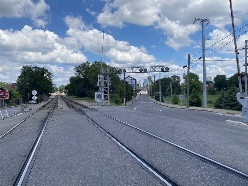 First Steam Locomotive Marker and location where the Tennesse No. 1 began the one-mile run image. Click for full size.