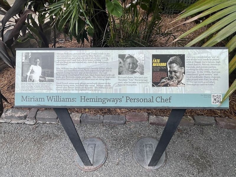 Miriam Williams: Hemingway's Personal Chef Marker image. Click for full size.