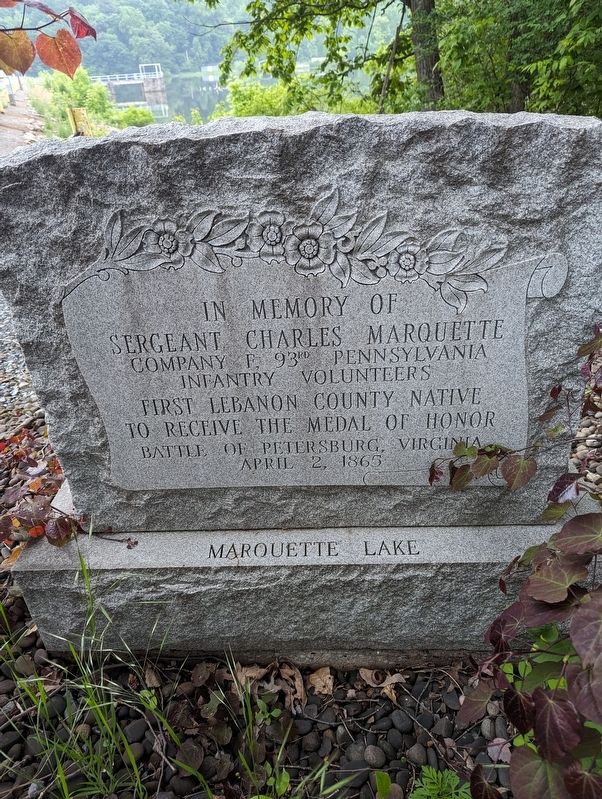 In Memory of Sergeant Charles Marquette Marker. Click for full size. In Memory of Sergeant Charles Marquette Marker image. Click for full size.