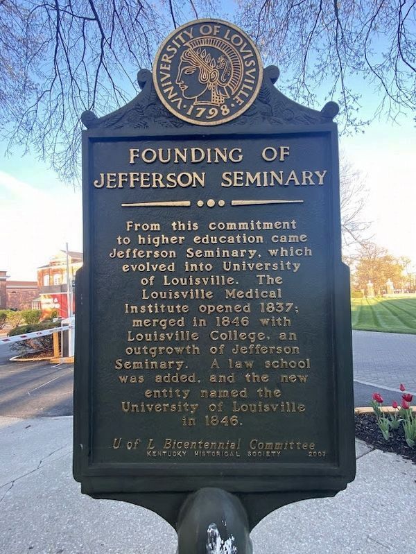 Founding of Jefferson Seminary Marker - Reverse side image. Click for full size.