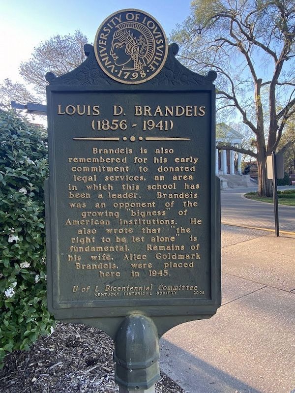 Louis D. Brandeis (1856-1941) Marker - Reverse side image. Click for full size.