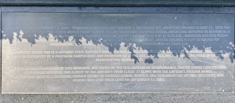 Beverly Hills 9/11 Memorial. Click for full size. Beverly Hills 9/11 Memorial image. Click for full size.