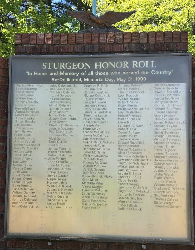 Sturgeon Honor Roll Marker image. Click for full size.