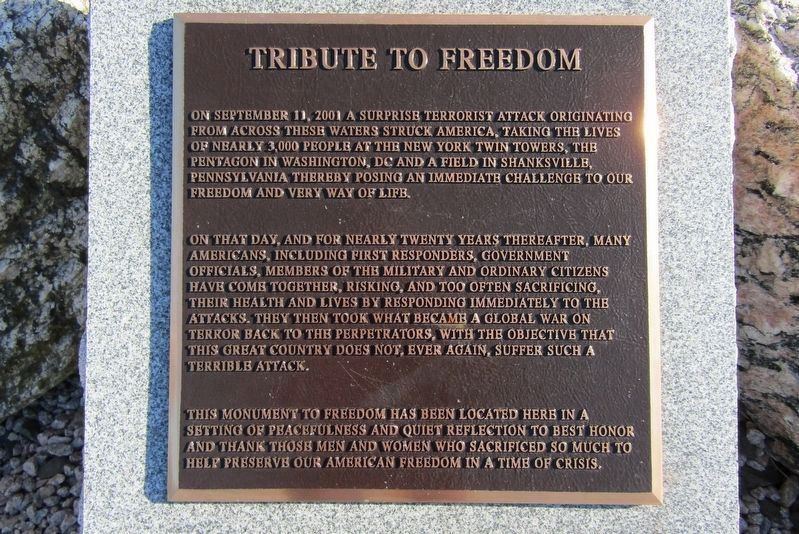 Tribute to Freedom Marker. Click for full size. Tribute to Freedom Marker image. Click for full size.