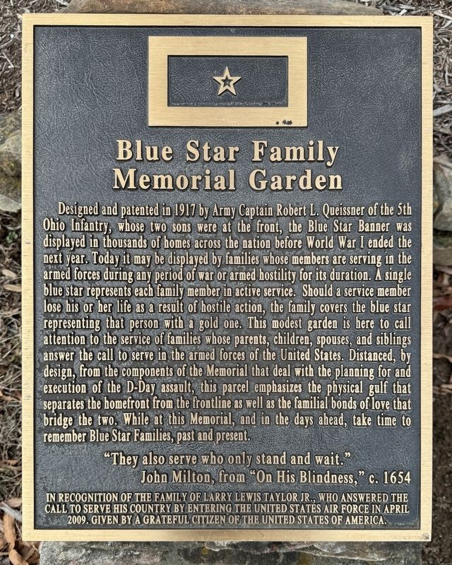 Blue Star Family Memorial Garden Marker image. Click for full size.