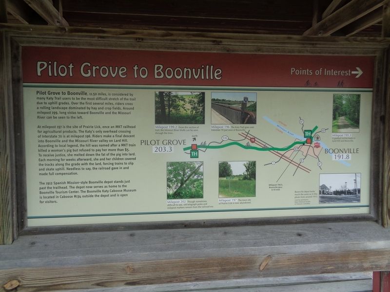 Pilot Grove to Boonville Marker. Click for full size. Pilot Grove to Boonville Marker image. Click for full size.
