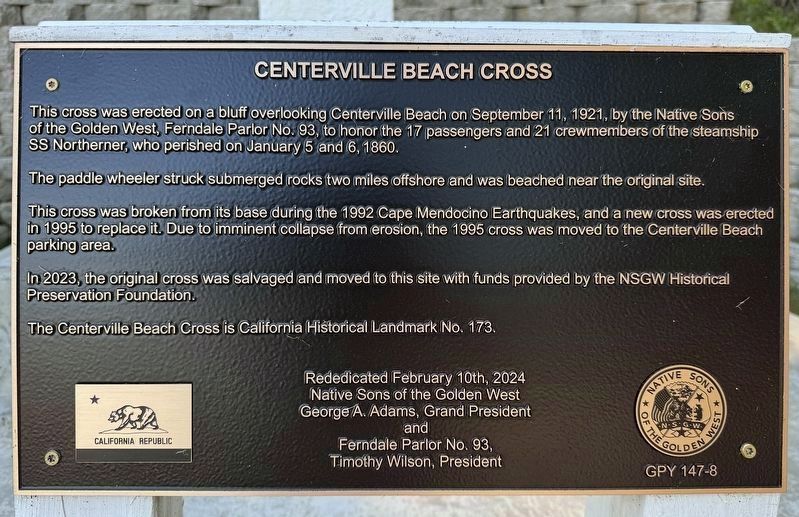 Centerville Beach Cross Marker. Click for full size. Centerville Beach Cross Marker image. Click for full size.
