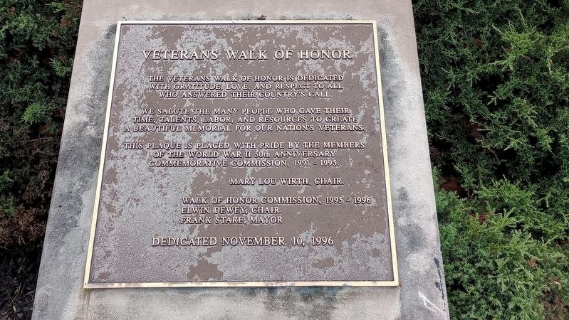 Veterans Walk Of Honor Marker image. Click for full size.