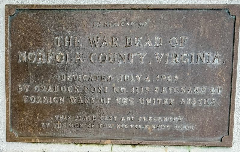 The War Dead of Norfolk County Marker. Click for full size. The War Dead of Norfolk County Marker image. Click for full size.