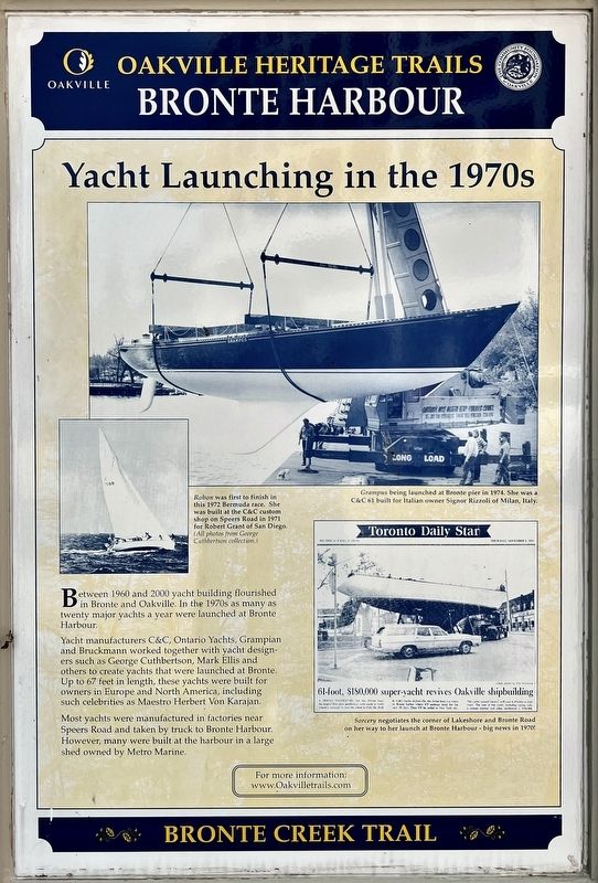 Yacht Launching in the 1970s Marker. Click for full size. Yacht Launching in the 1970s Marker image. Click for full size.