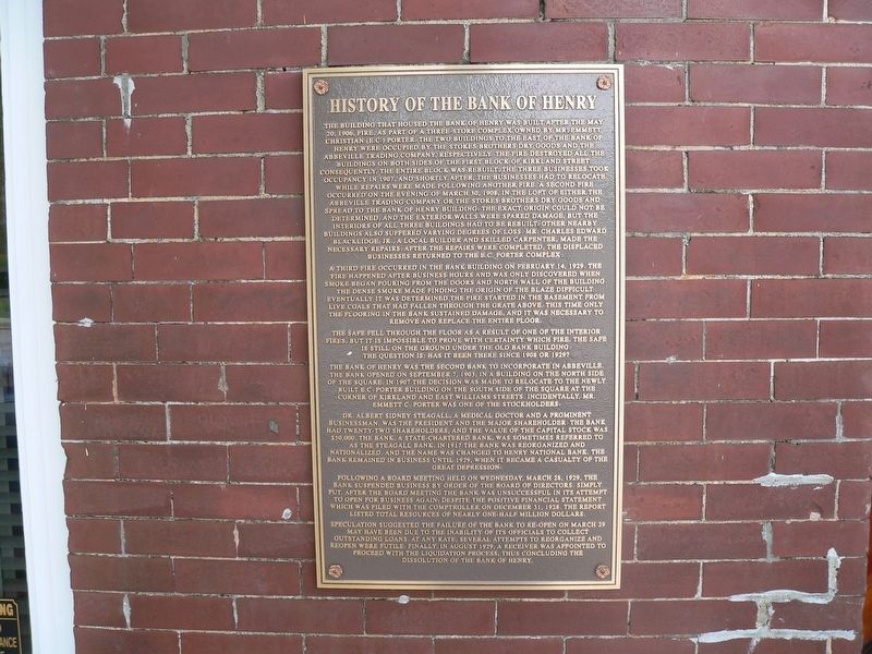 History of the Bank of Henry Marker image. Click for full size.