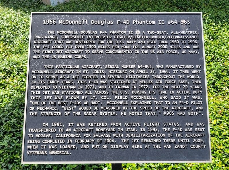 1966 McDonnell Douglas F-4D Phantom II #64-965 Marker. Click for full size. 1966 McDonnell Douglas F-4D Phantom II #64-965 Marker image. Click for full size.