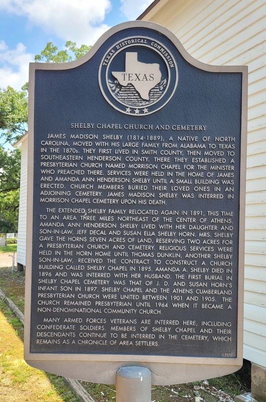 Shelby Chapel Church and Cemetery Marker. Click for full size. Shelby Chapel Church and Cemetery Marker image. Click for full size.