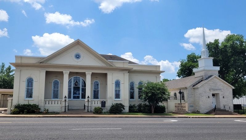 The view of the First United Presbyterian Church of Athens and Marker from across the street image. Click for full size.