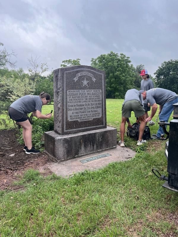 Josiah Pugh Wilbarger Marker - permanently removed. image. Click for full size.