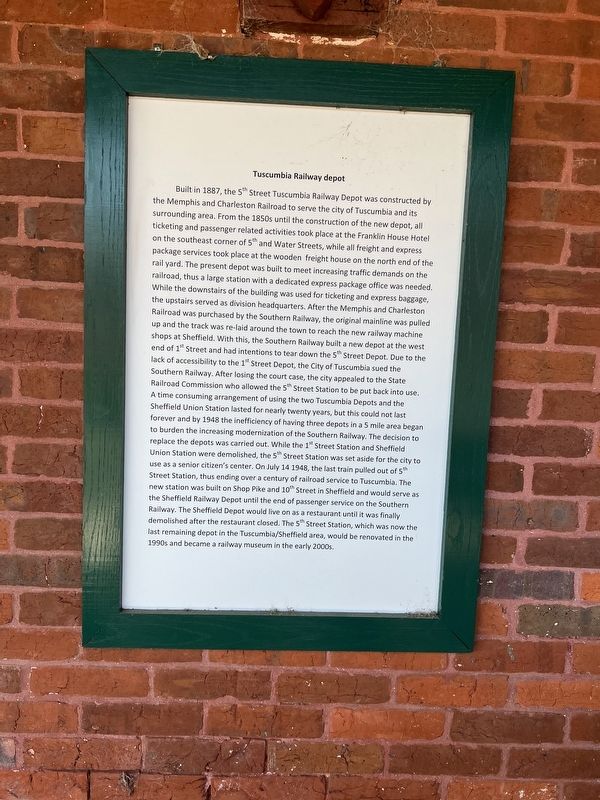 Tuscumbia Railway Depot Marker image. Click for full size.