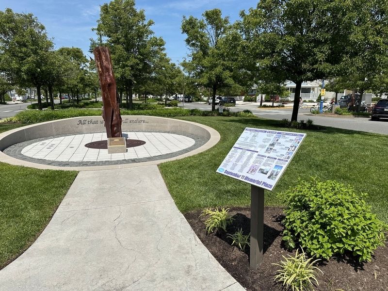 Avalon September 11th Memorial Plaza Marker wide view image. Click for full size.