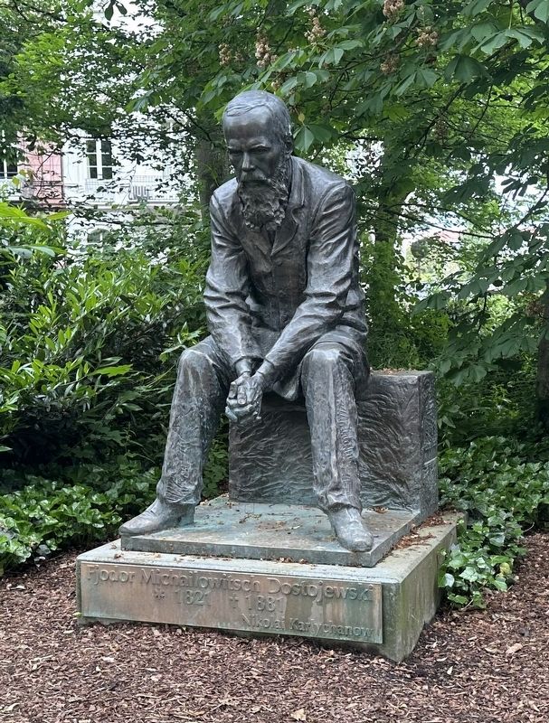 Statue of Dostoyevsky in Kurpark (about 40 meters southeast of marker site) image. Click for full size.
