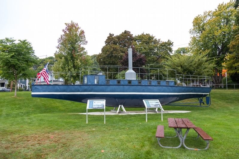 The Aha Boat and Its Two Interpretive Panels. Click for full size. The Aha Boat and Its Two Interpretive Panels image. Click for full size.