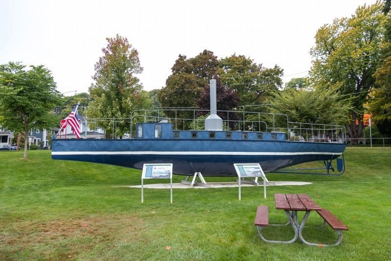 The Aha Boat and Its Two Interpretive Panels. Click for full size. The Aha Boat and Its Two Interpretive Panels image. Click for full size.