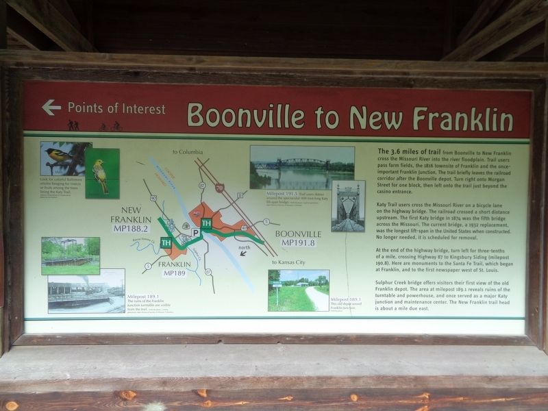 Boonville to New Franklin Marker. Click for full size. Boonville to New Franklin Marker image. Click for full size.