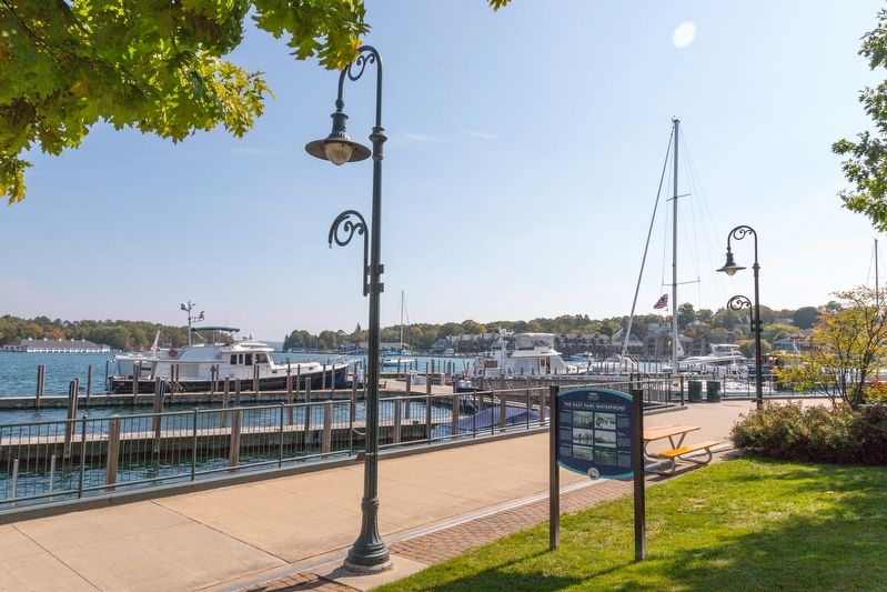 A Multitude of Vessels on Round Lake / The East Park Waterfront Marker image. Click for full size.