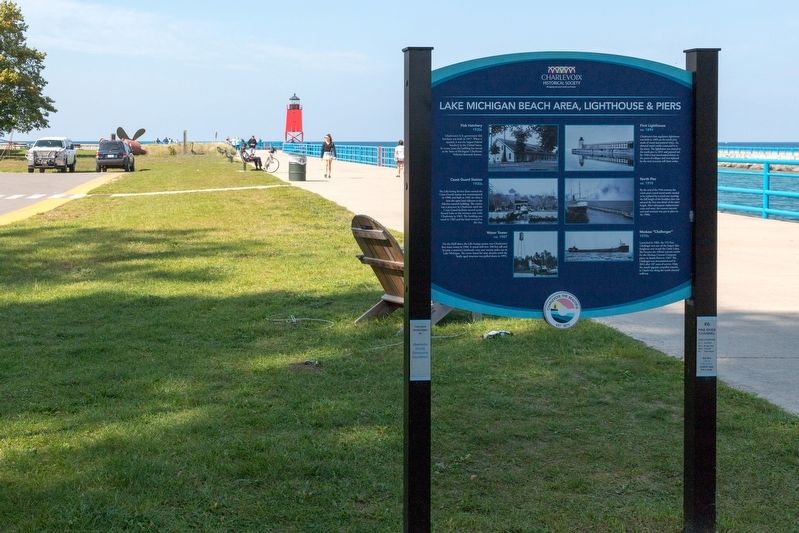 Charlevoix Lighthouse and This Marker image. Click for full size.