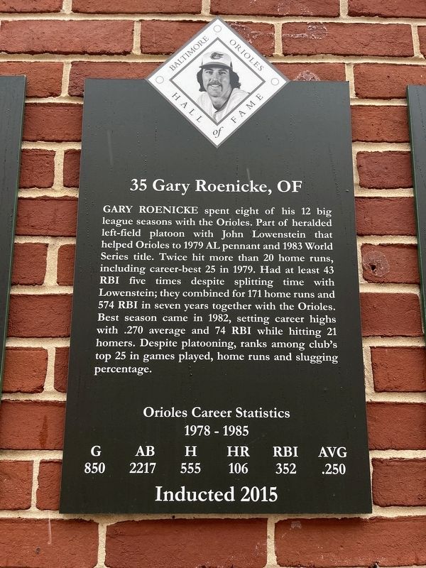 35 Gary Roenicke, OF Marker. Click for full size. 35 Gary Roenicke, OF Marker image. Click for full size.