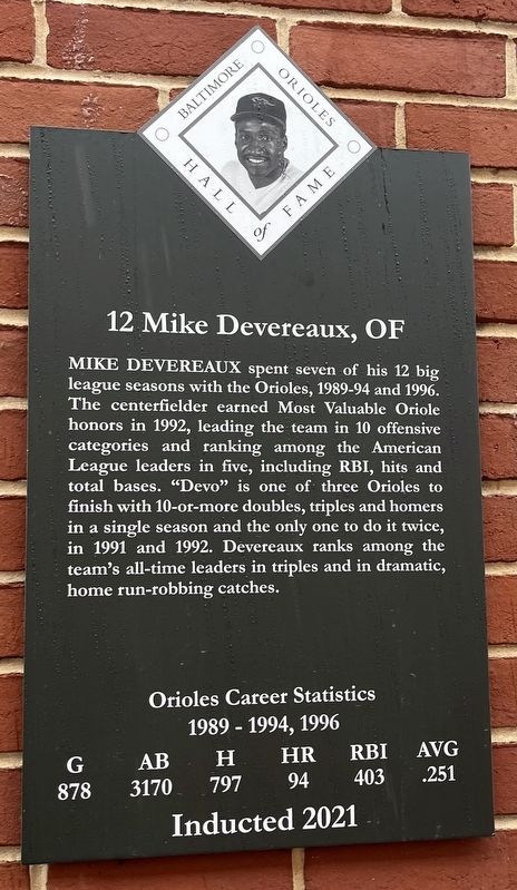 12 Mike Devereaux, OF Marker image. Click for full size.