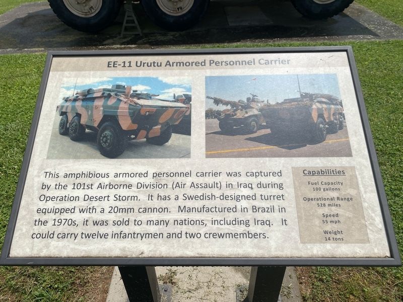 EE-11 Urutu Armored Personnel Carrier Marker. Click for full size. EE-11 Urutu Armored Personnel Carrier Marker image. Click for full size.