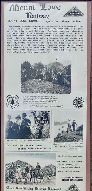 Mount Lowe Summit Marker image. Click for full size.