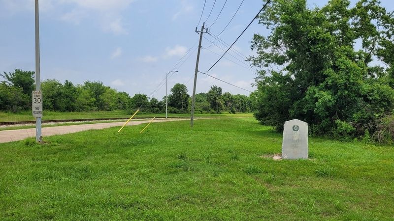 The marker is located along the access road to the old HL&P power plant (now gone). Click for full size. The marker is located along the access road to the old HL&P power plant (now gone) image. Click for full size.