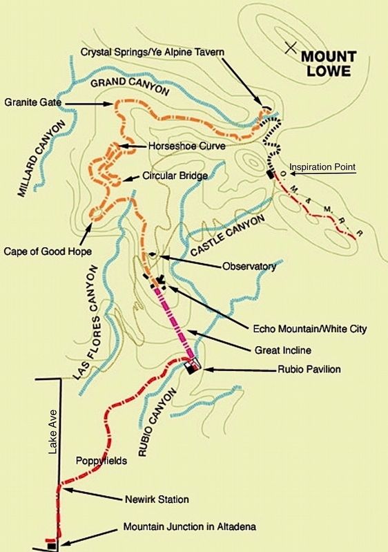 Mount Lowe Railway Map image. Click for full size.