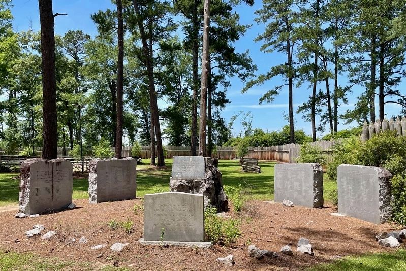 Wide view of memorial markers at Fort Mims. Click for full size. Wide view of memorial markers at Fort Mims image. Click for full size.