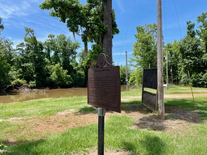 Montgomery Hill Landing Marker looking north on Holley Creek. image. Click for full size.