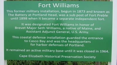 Fort Williams Marker image. Click for full size.