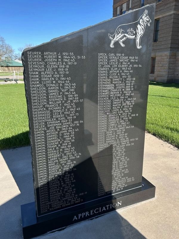 Potter County, South Dakota Veteran's Memorial, Side Panel 12. Click for full size. Potter County, South Dakota Veteran's Memorial, Side Panel 12 image. Click for full size.