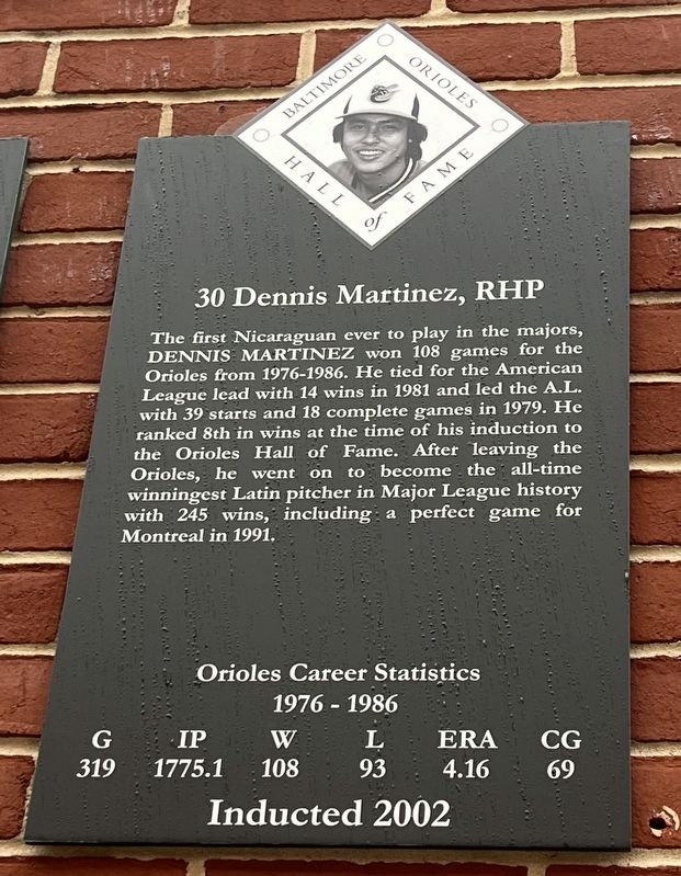 30 Dennis Martinez, RHP Marker. Click for full size. 30 Dennis Martinez, RHP Marker image. Click for full size.