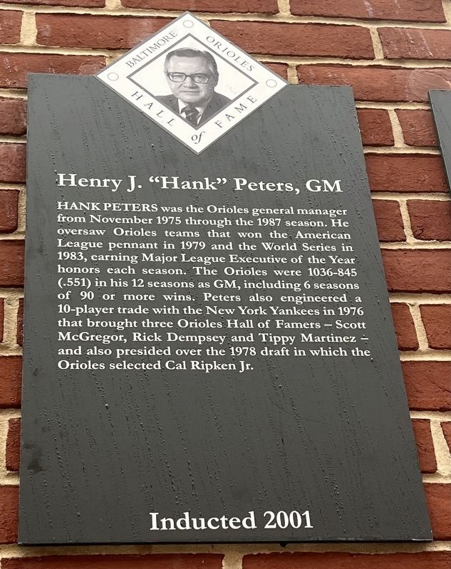 Henry J. "Hank" Peters, GM Marker. Click for full size. Henry J. "Hank" Peters, GM Marker image. Click for full size.