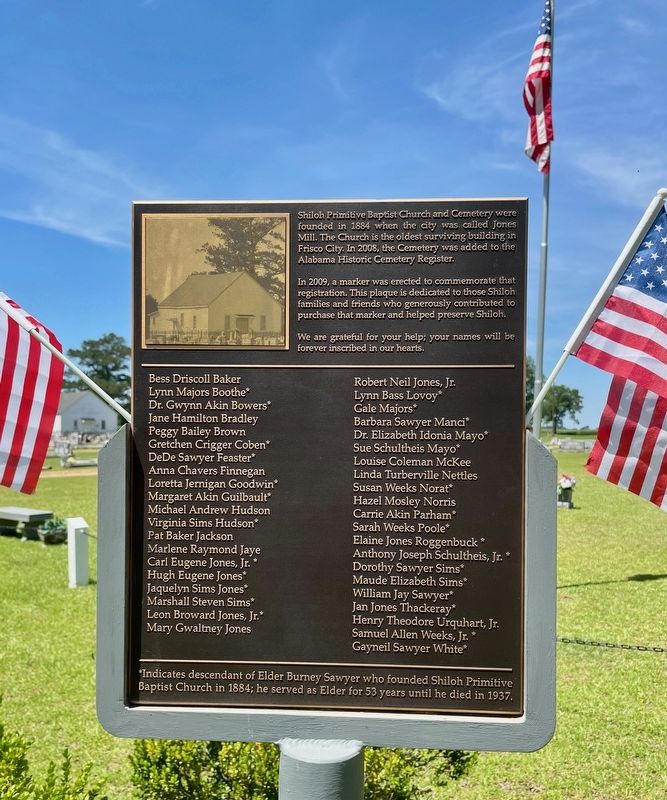 Donaters to Shiloh Primitive Baptist Church Cemetery Marker image. Click for full size.