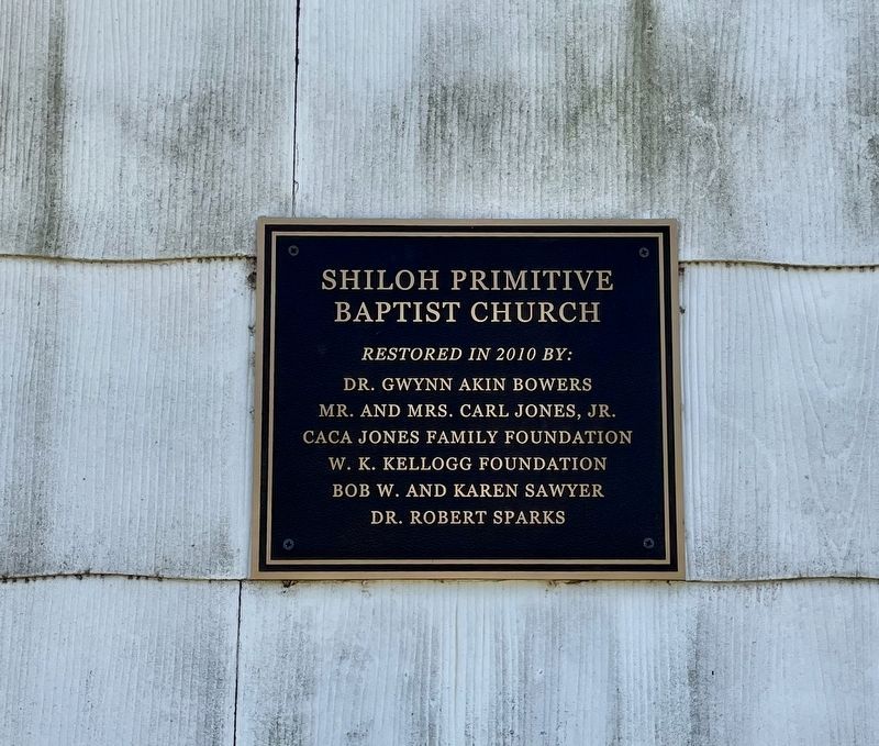 Shiloh Primitive Baptist Church plaque. image. Click for full size.