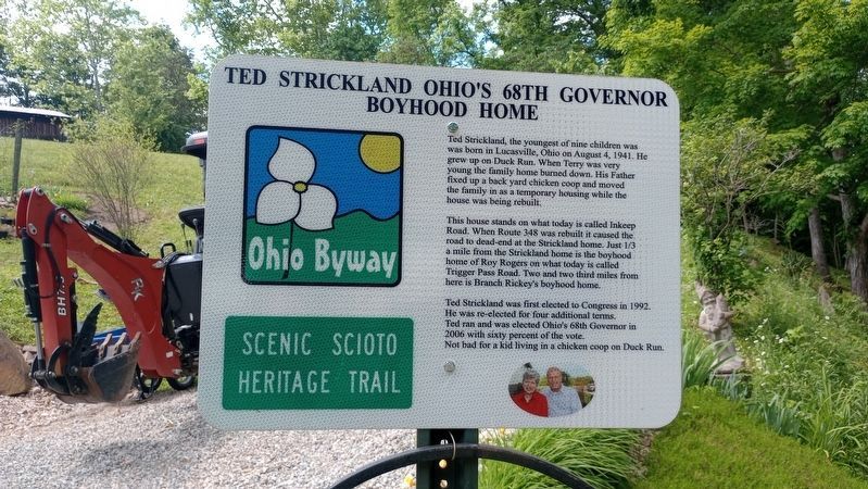 Ted Strickland Ohio's 68th Governor Boyhood Home Marker. Click for full size. Ted Strickland Ohio's 68th Governor Boyhood Home Marker image. Click for full size.