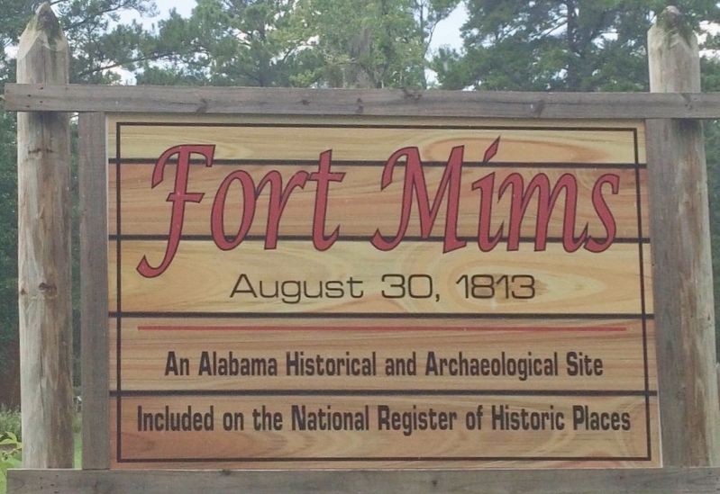 Fort Mims Site sign. image. Click for full size.