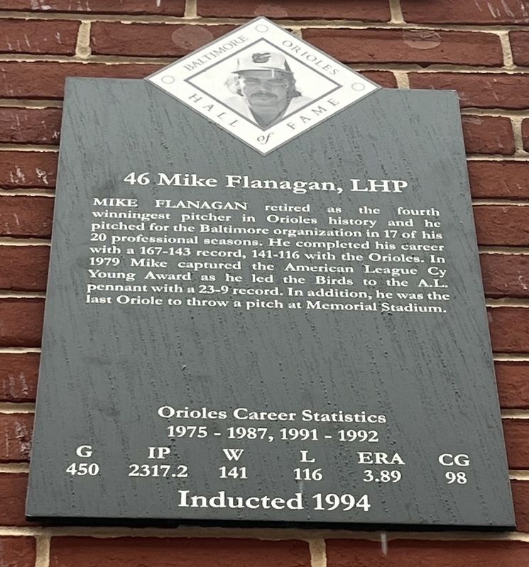 46 Mike Flanagan, LHP Marker. Click for full size. 46 Mike Flanagan, LHP Marker image. Click for full size.