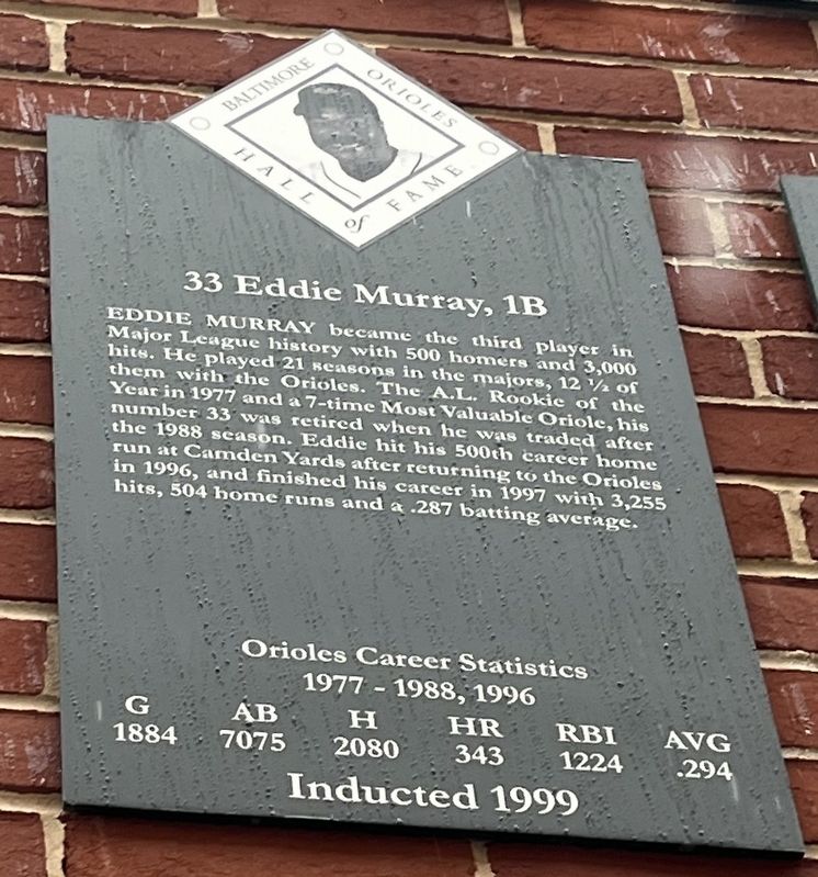 33 Eddie Murray, 1B Marker. Click for full size. 33 Eddie Murray, 1B Marker image. Click for full size.