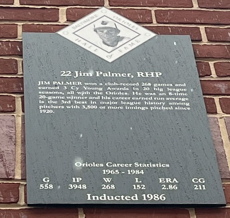 22 Jim Palmer, RHP Marker. Click for full size. 22 Jim Palmer, RHP Marker image. Click for full size.