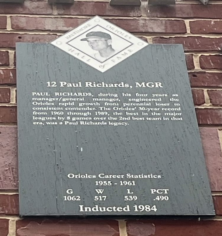 12 Paul Richards, MGR Marker. Click for full size. 12 Paul Richards, MGR Marker image. Click for full size.